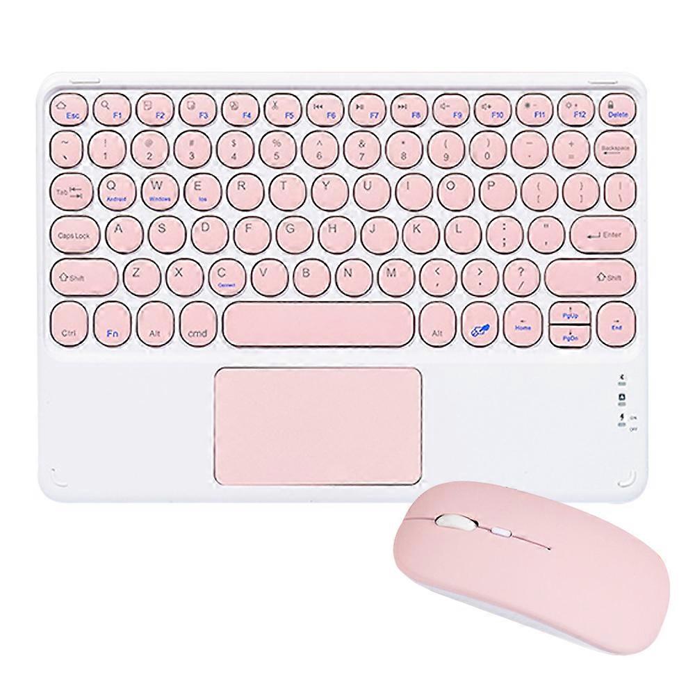 Retro Round Tablet Bluetooth Keyboard Mouse Set-Pink