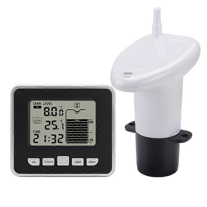 Ultrasonic Water Tank Liquid Depth Level Meter Sensor Water Level Gauge Water Tank Level Indicator with Temperature Display for Liquid, Ultrasonic ele