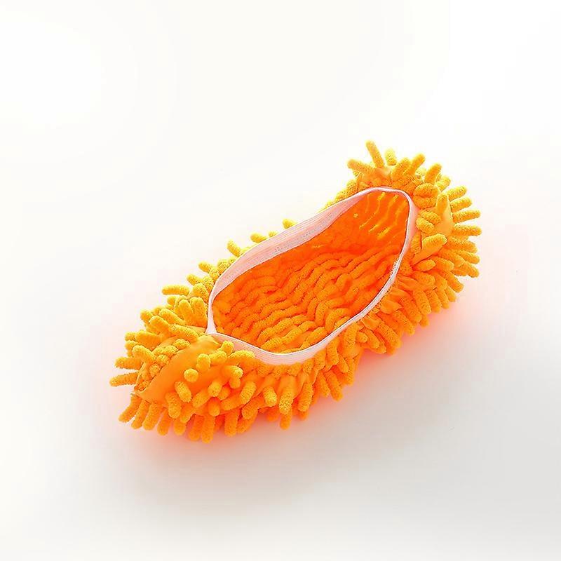 Orange Slippers Mop, 2 Pairs Reusable Shoe Covers,Multifunction Microfiber Dust Mop Shoes Slippers Cleaning Slipper Mop For Home Floor Window