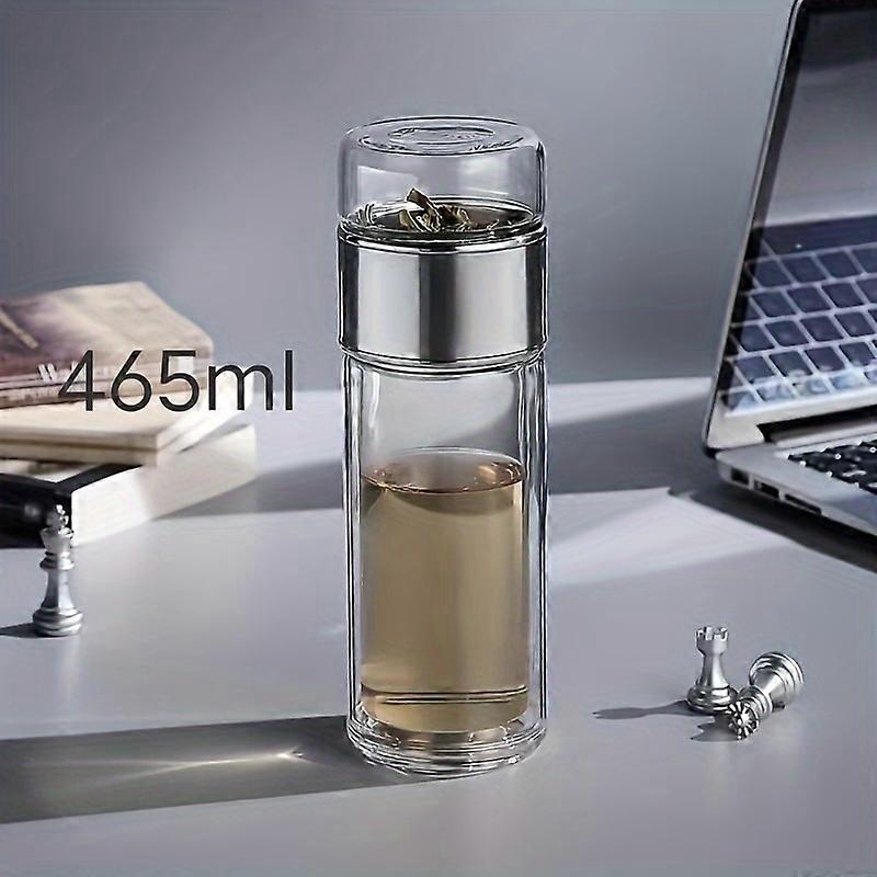 1pc, Glass Tea Making Bottle With Infuser, 14.54oz/15.72oz Portable Tea Cup, Home Office Water Bottle, Drinkware
