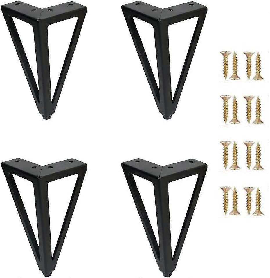 4 st metall triangel soffa ben, metall triangulära skåpben, triangulära soffben, svart triangel soffben, DIY svart soffben, för TV-bord, soffa