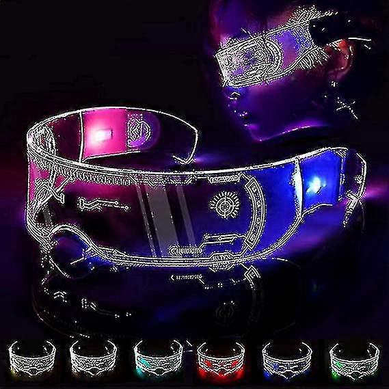 ユニークな7色のサイバーパンクLedバイザーメガネ発光メガネフェスティバルクールスタッフネオン面白いメガネはコスプレハロウィーンバーCのためのトリッピーメガネを点灯