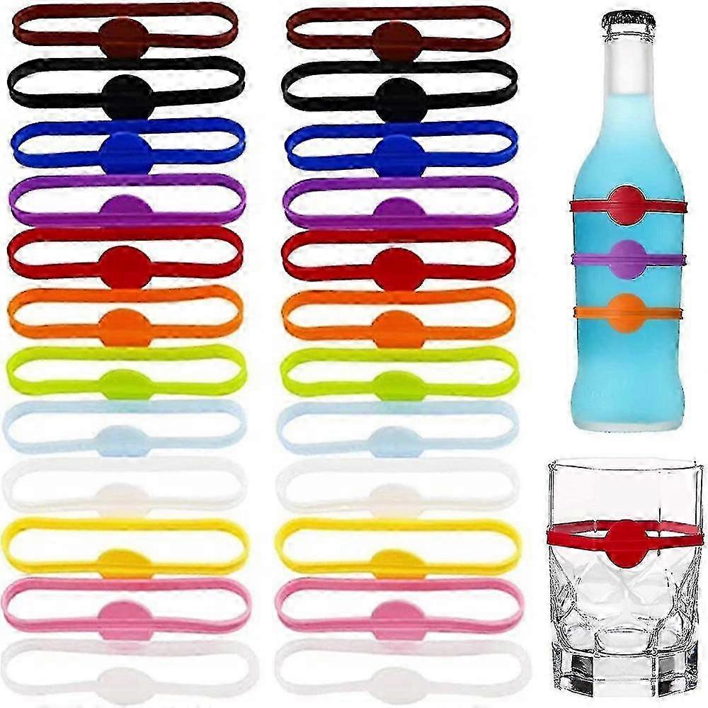 24pcs Silicone Drink Markers, Wine Glass Charms For Party Glasses Cups Cans Dentification, Glass Markers For Dr YUM