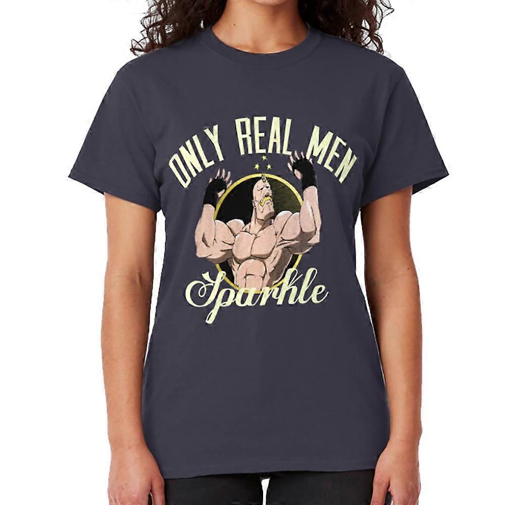 Sadece gerçek erkekler ışıltılı tişört