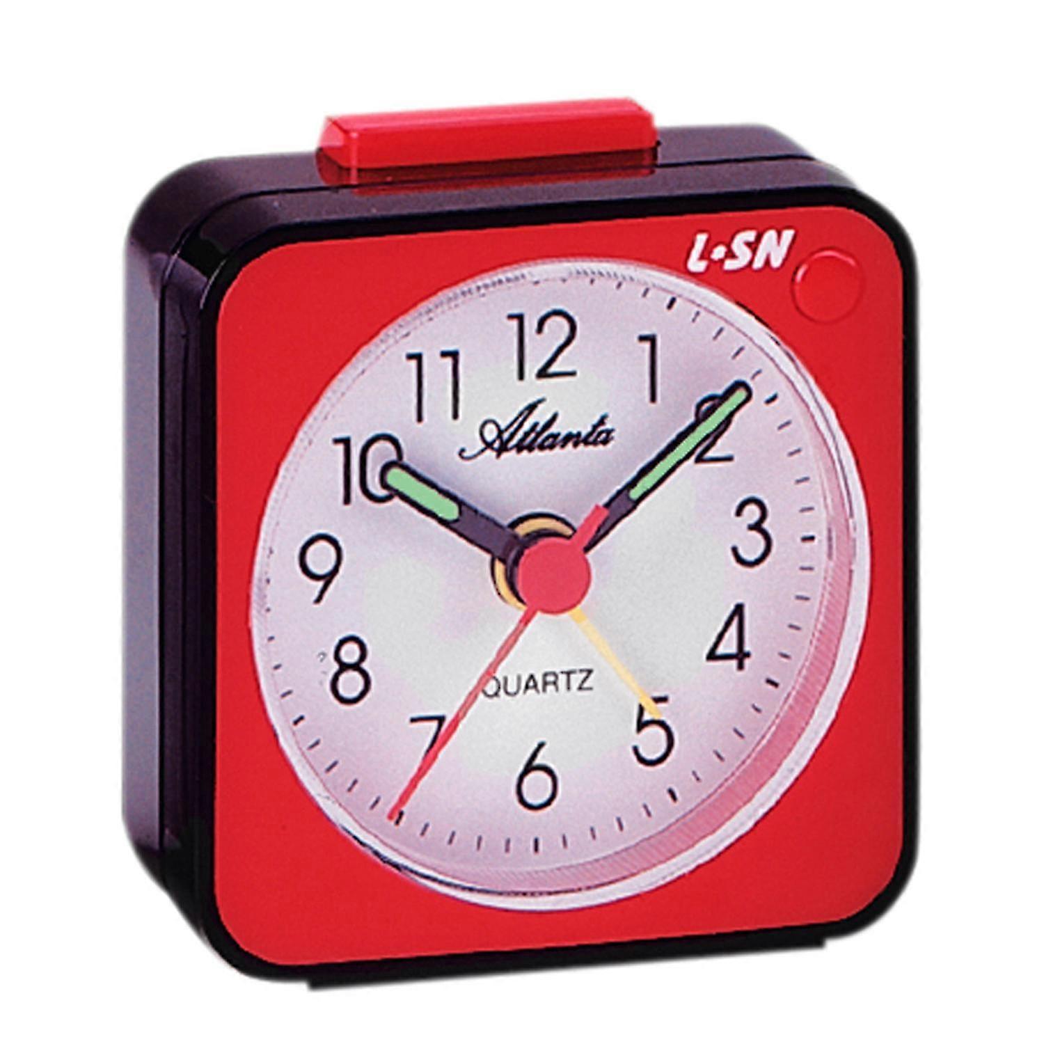 1230/1 Alarm Clock Quartz Analog Red Black With Light Snooze