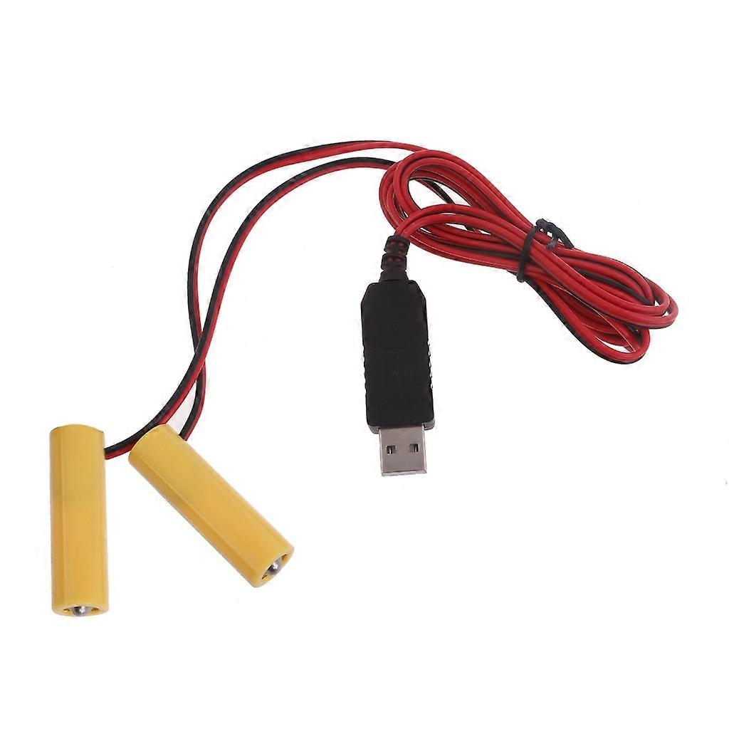 2in1 USB Power Supply 1.5V AA Battery Adapter Cable Replace 1x 1.5V AA LR6