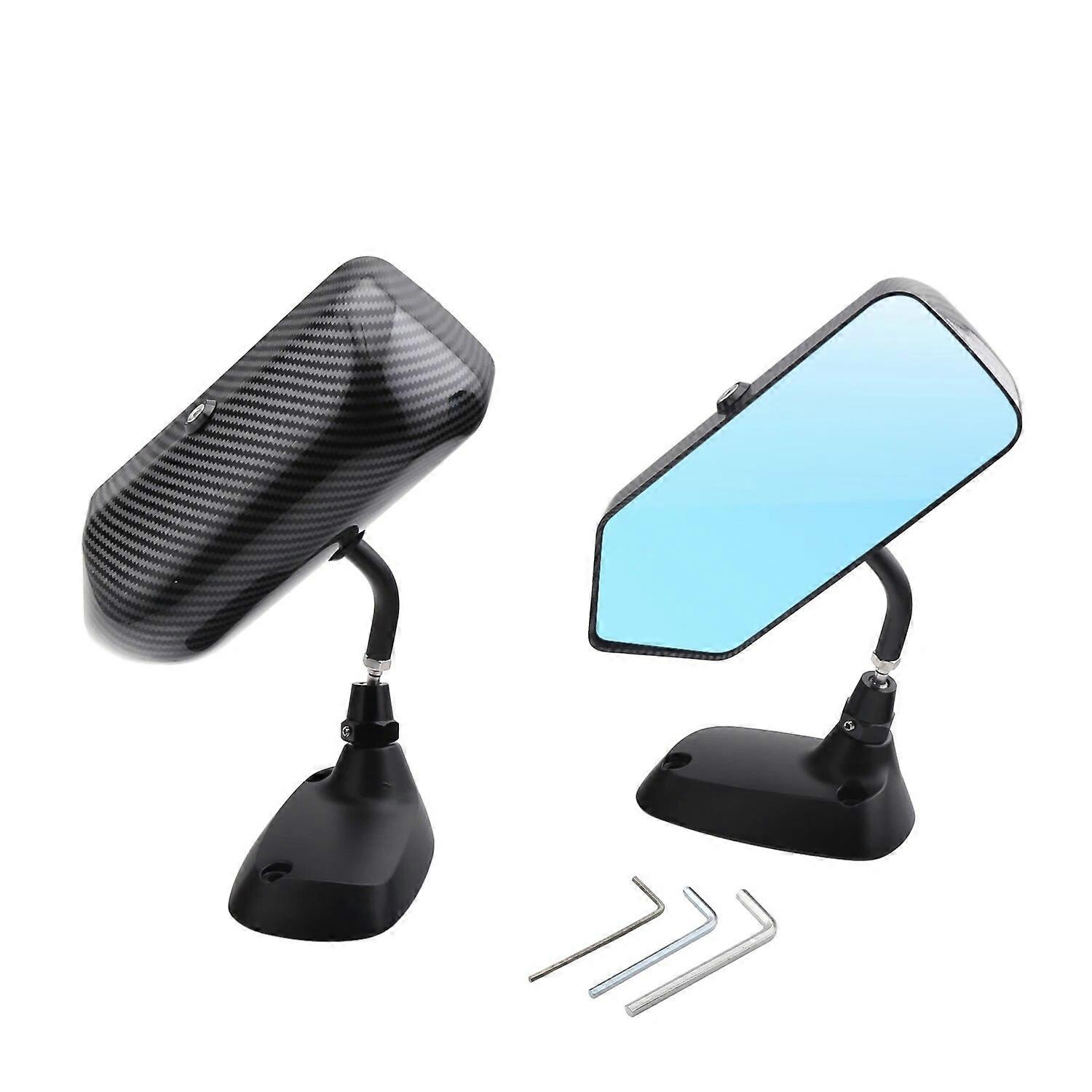 Universal F1 Style Car Rearview Mirror Carbon Fiber Autos Blue Rear View Mirror Carbon racing Side Glass Wide Angle Metal BrackeMotor Vehicle Mirrors