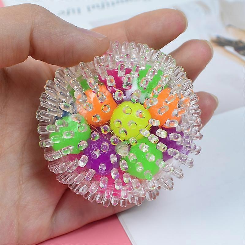 Spiky DNA Stress Balls Toy Set for Children - Pack of 3 Spiky DNA Stress Balls with Textured Stretchy Strings - Clear