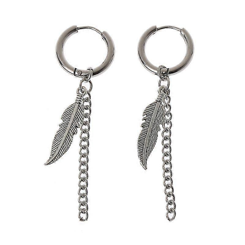 Bijoux de mode coréenne Plume Drop Tassel Chaîne Pendentifs Boucles d’oreilles Unisexe