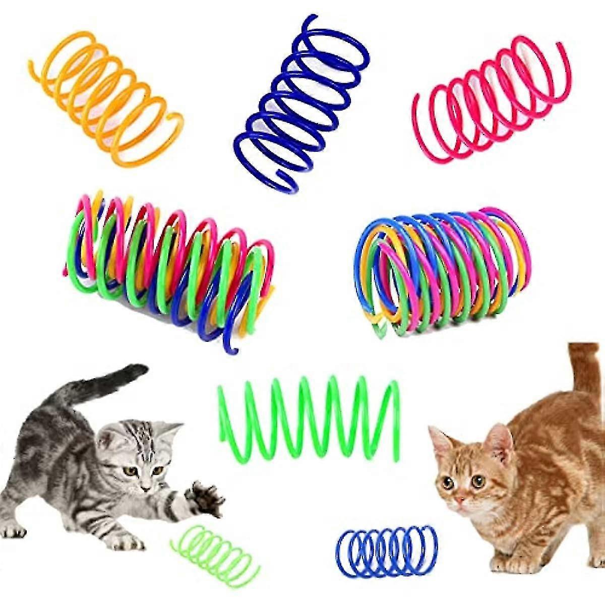 12 Pcs Cat Colorful Springs Toys, Petnice Cat Creative Toys For Kittens, Bpa Free Durable Heavy Plastic Interactive Toys To Kill Time And Keep Fit For
