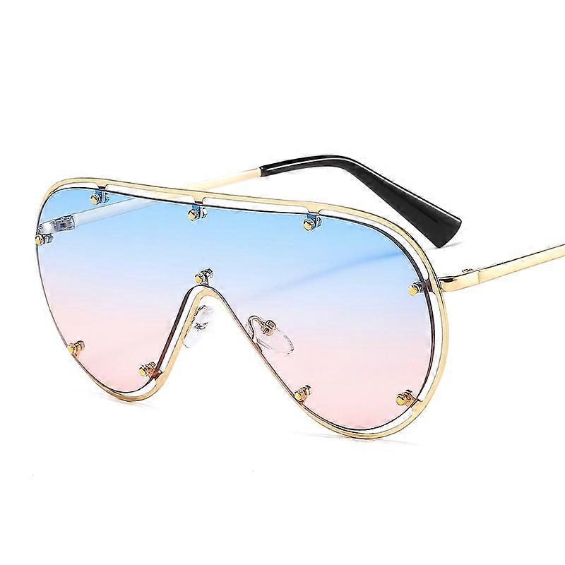 D&T 2021 New Fashion Goggle Sunglasses Adult AdultAlloy Frame Color Gradient Lens Luxury Oval Brand Designer Decorative Rivet
