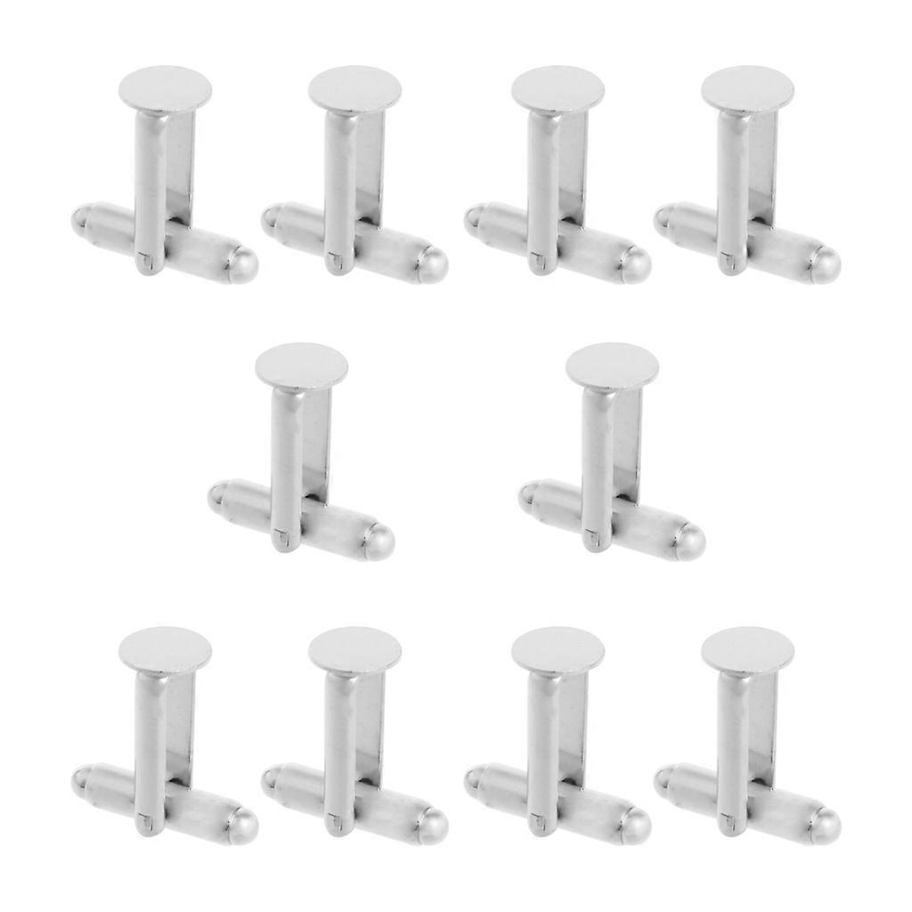 Piercing Classic 10 Pcs Cufflinks Cufflink Silver Tone Silver Backs Blanks 0.31"
