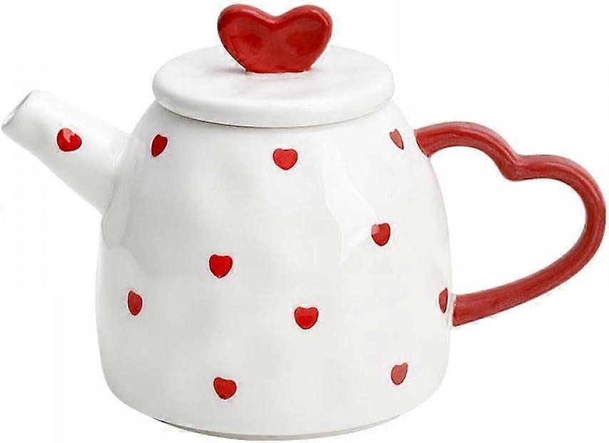 Red Heart Ceramic Teapot