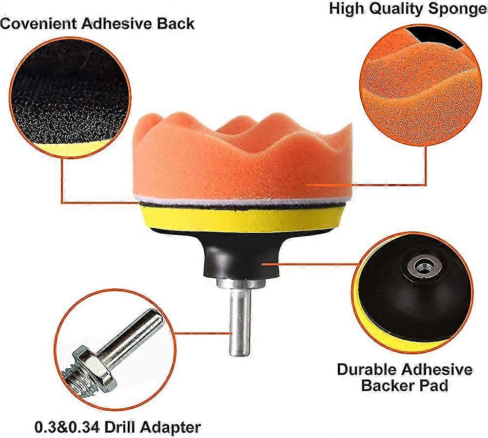 Car Polishing Sponge, Polishing Sponge Kit With M10 Drill Bit Adapter, 22 Piece