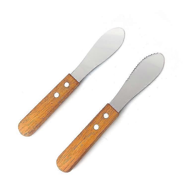 2-piece set of butter knives (toothed and non toothed) stainless steel butter spatula pastry cake seasoning applicator DIY store bread slicer Bagel sl