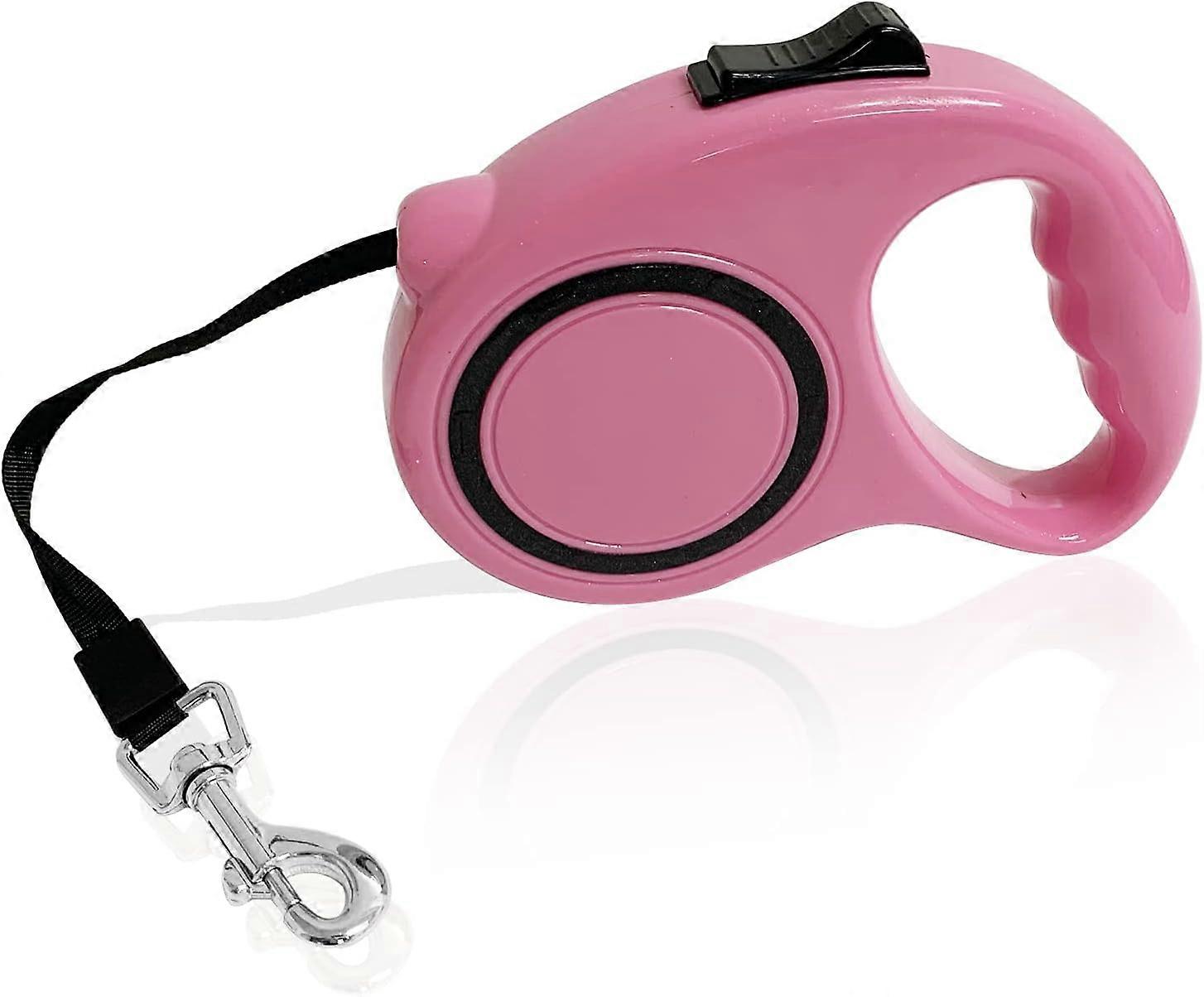 Durable nylon strap with anti slip handle, one handed one click lock and release, suitable for small and medium-sized dogs and cats (pink)