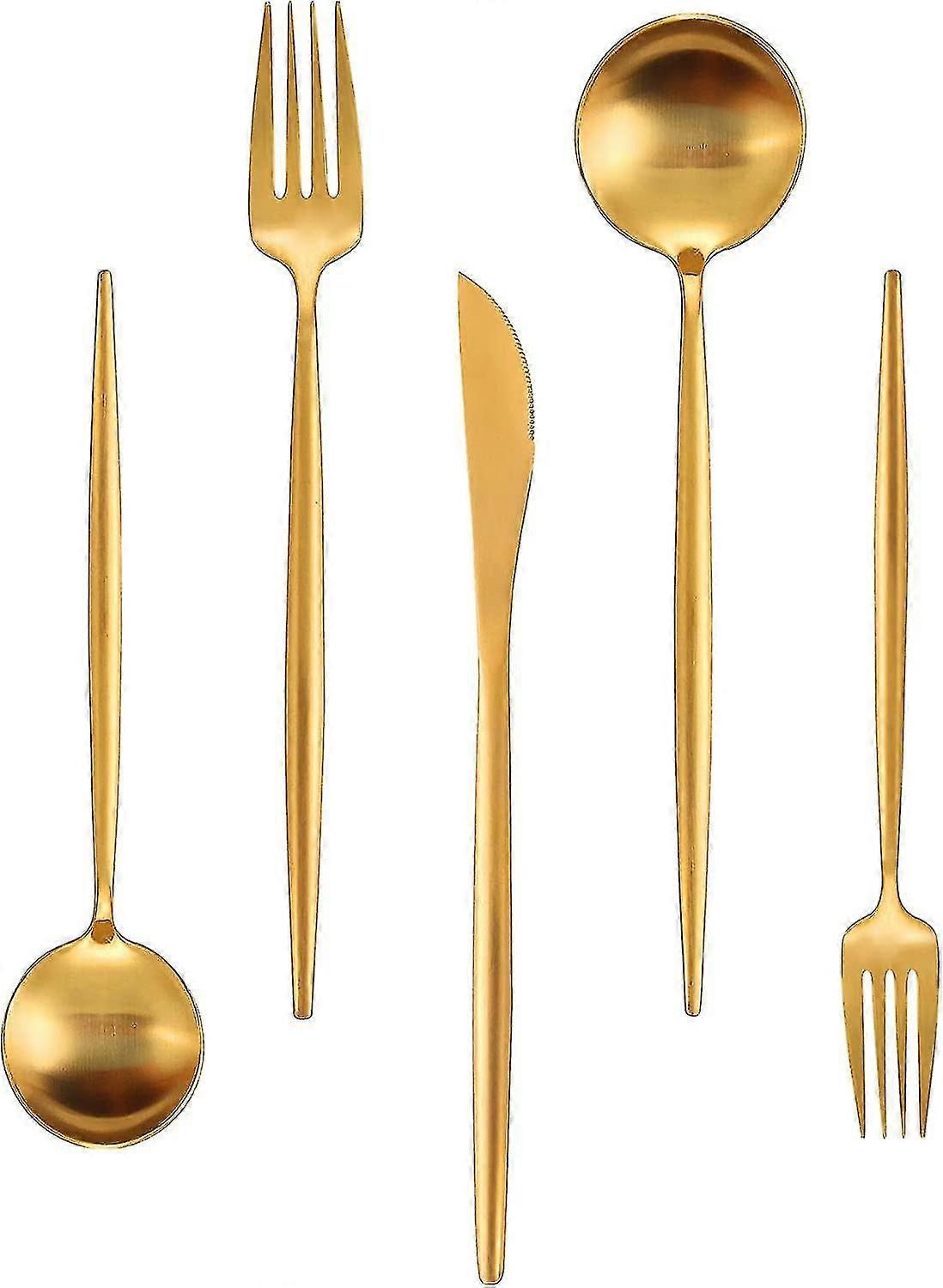 Matte Gold Silverware Set,  40 Pieces Stainless Steel Flatware Setkitchen Utensi