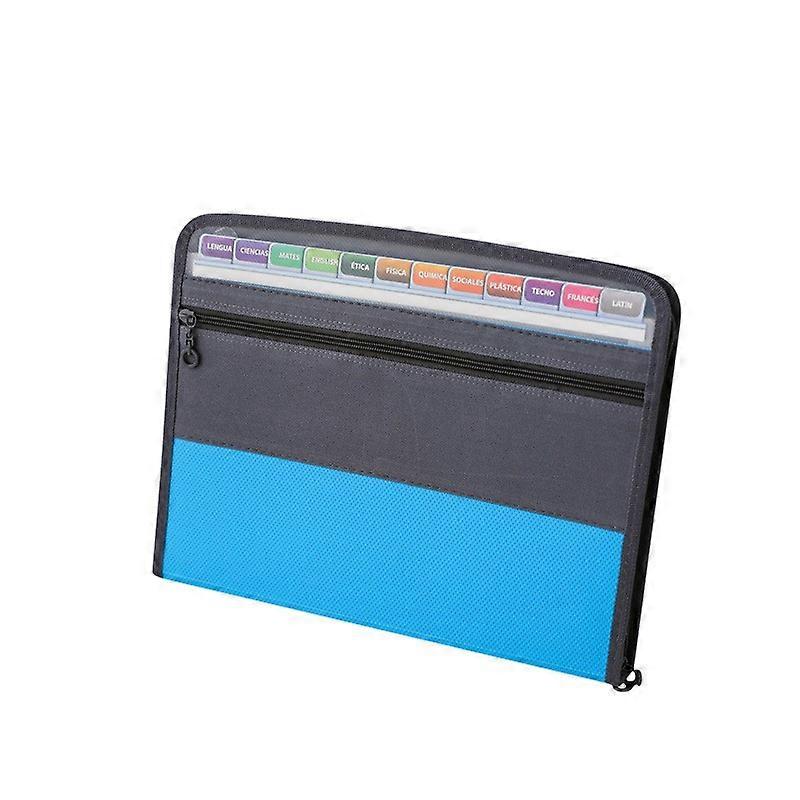 Expanding File Organizer, Fun Storage Folder Box Files, 13 Pocket Zip Archive Folders Blue