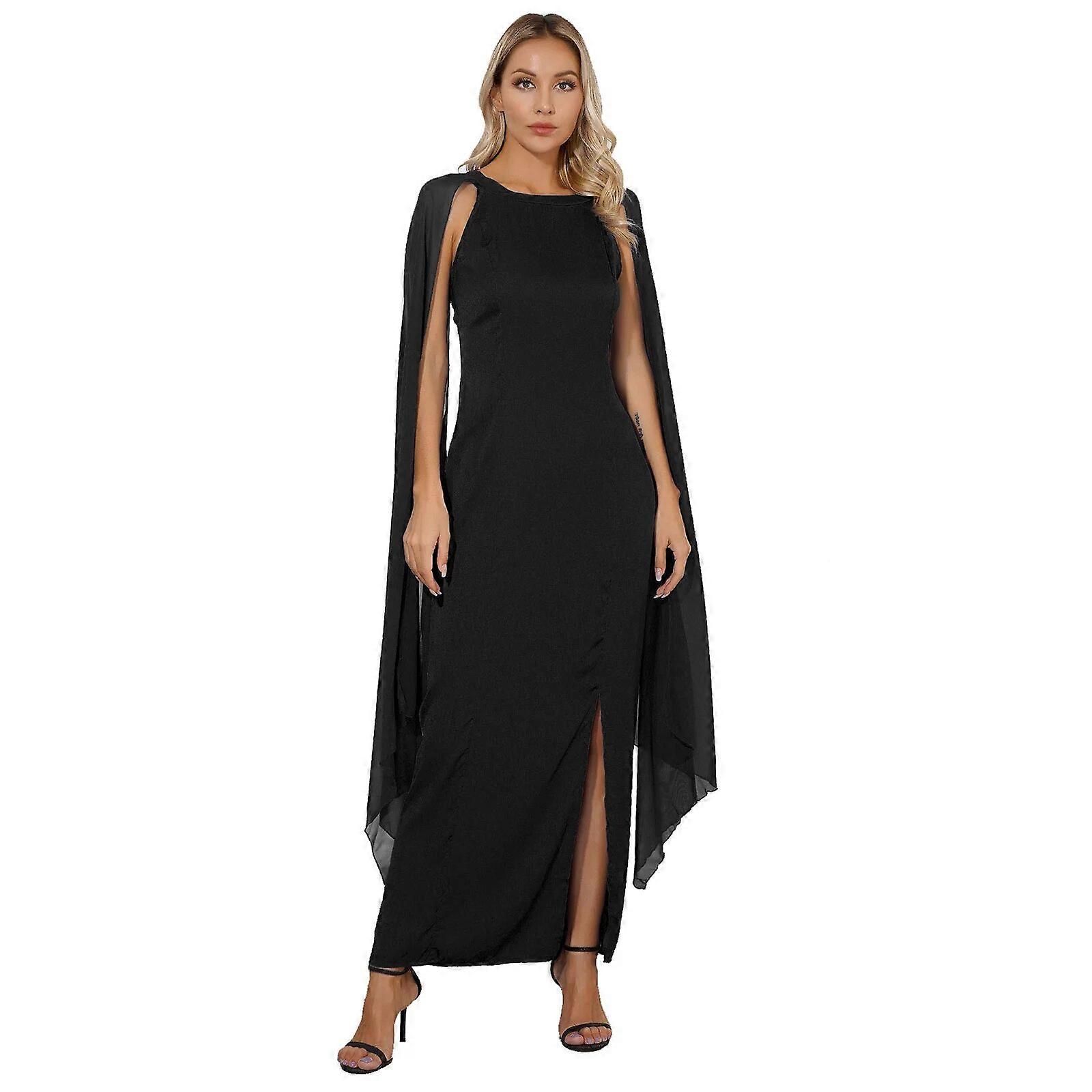 Women Elegant Maxi Dress Solid Color Sleeve Side Split Dresses Woman's Evening Gowns for Cocktail Party Wedding Prom Vestidos
