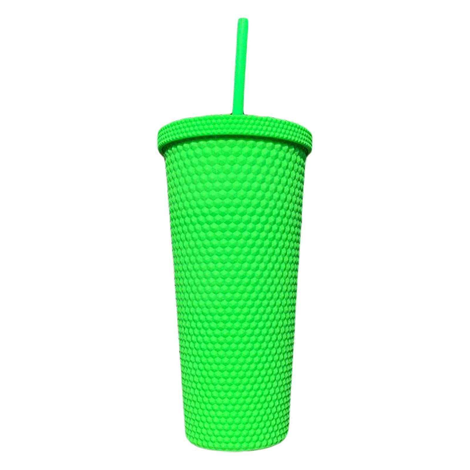 710ml Water Bottle Honeycomb Wide Application with Lid Straw Double-layer Textured Drink Bottle for Travel