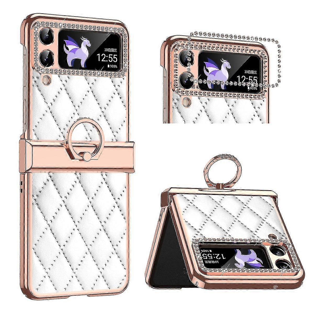 Grid Leather Pattern Case For Samsung Galaxy Z Flip4