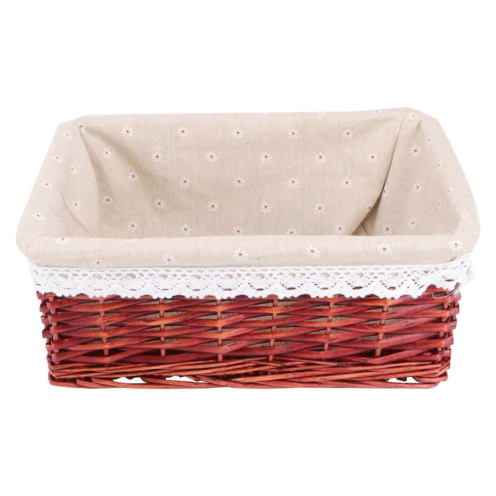 Wicker Basket Kitchen Sorting Basket Washing Clothes Storage Basket for Storage Use Daisy Style 35*25*14cm (Brown)