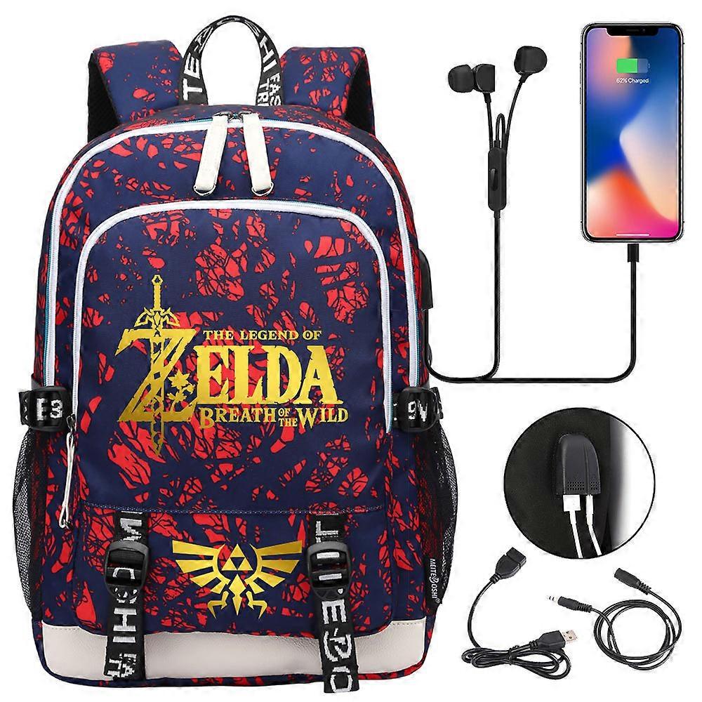 Zelda USB Port Laptop Backpack - Stylish School Book Bag for Fans, Travel, and Casual Use - Features Built-in USB Port - Convenient Computer Bag & Tre