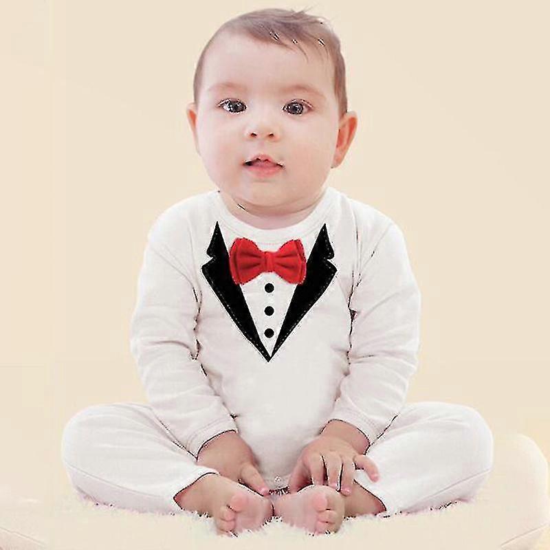Bebek Bebek Erkek Çocuk Resmi Takım Smokin Romper Parti Düğün Tulumu