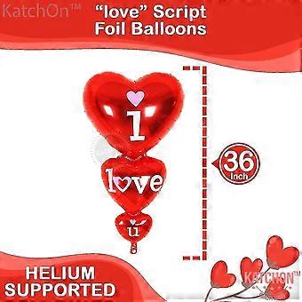KATCHON KatchOn, 12+1 Red Heart Balloons Decorations - Large, 36 Inch