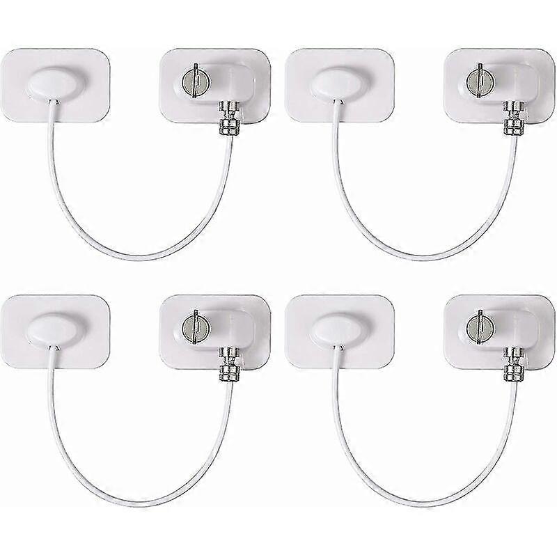 4pcs Safety Window Restrictors Fridge Door Lock with Keys Adhesive Freezer Safety Child Safety Window Lock for Drawer Oven Washing Machine Cupboard