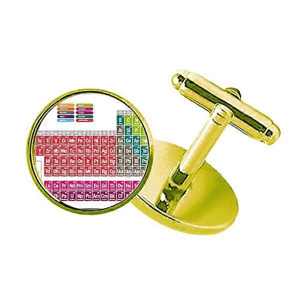 かわいい簡潔な色のチェストリー周期テーブルスタッズ付きビジネスメタルカフリンクスゴールデン