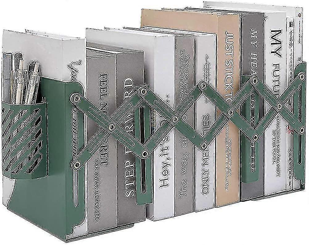 Adjustable Bookends, Extra Long Telescopic Size Expandable Bookend With Pen
