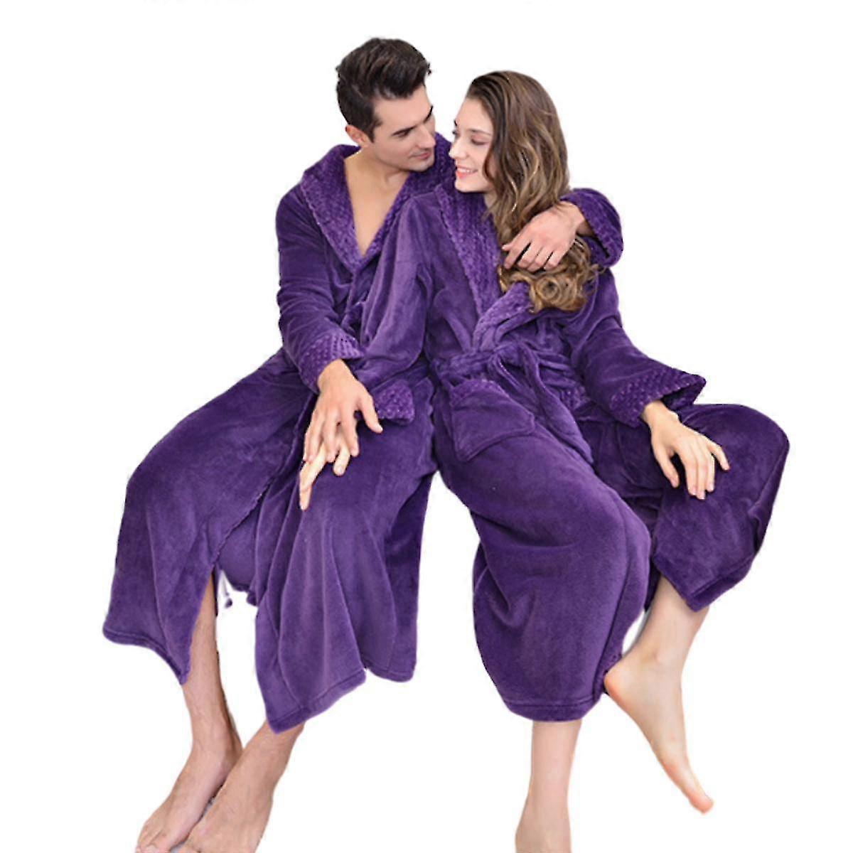 Unisex Microplush Bathrobe Warm Spa Robe