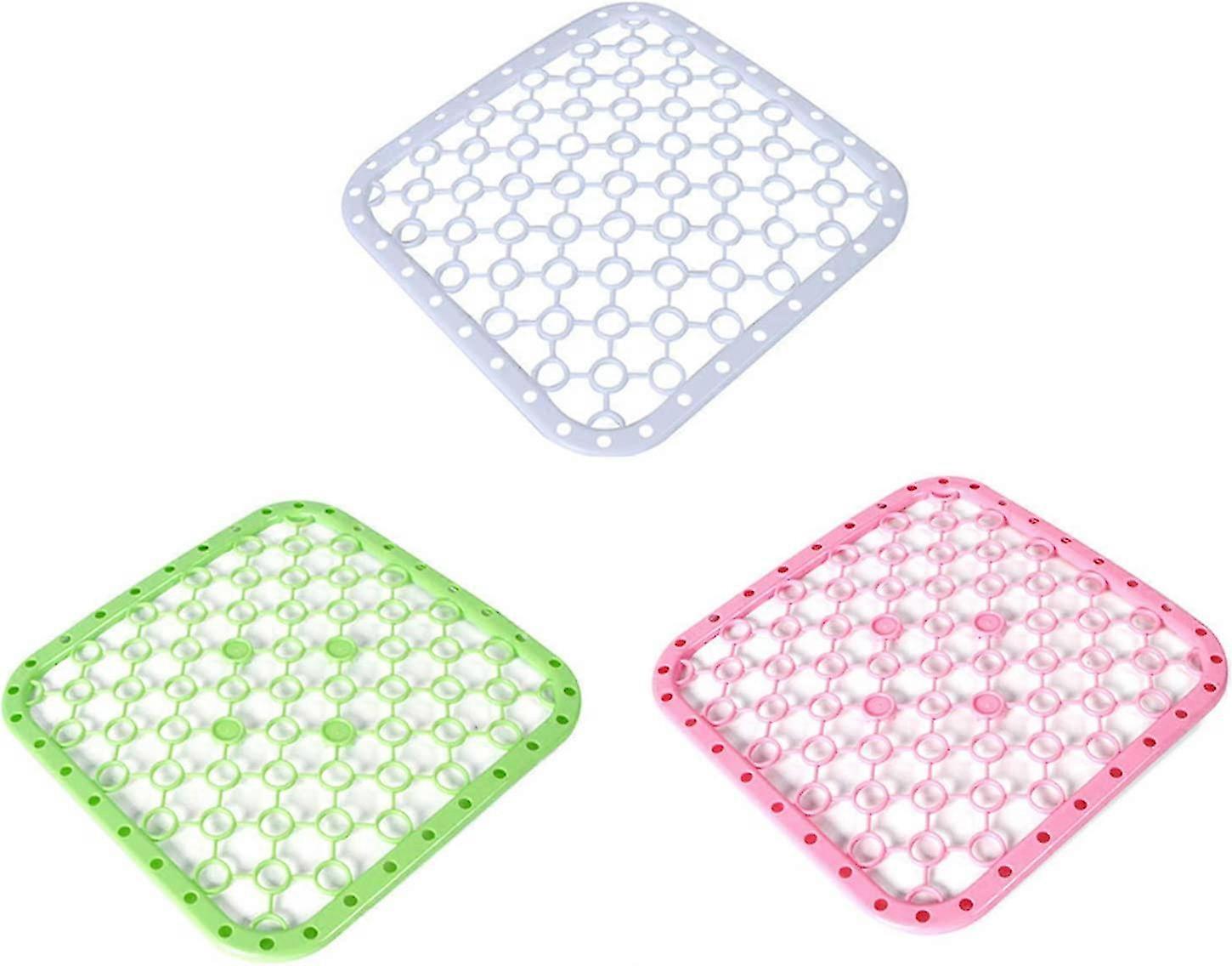 Hangable Sink Fruit and Vegetable Drain Pads - Kitchen Set (White+Green+Pink)