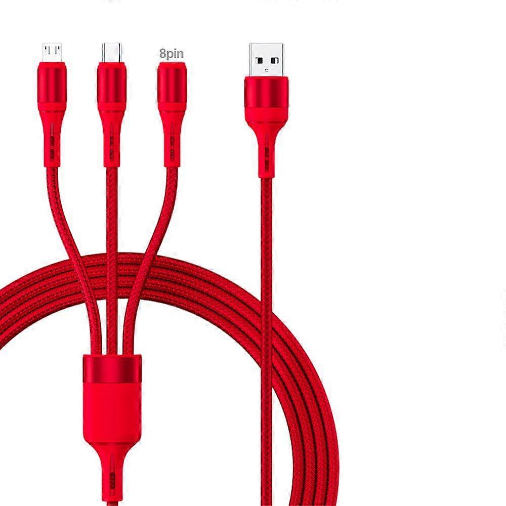 Charging Cord Anti-interference Plug And Play Stable Output Multifunctional 6A Fast Charging Braided 3-in-1 USB Charging Cable Mobile Phone Accessorie