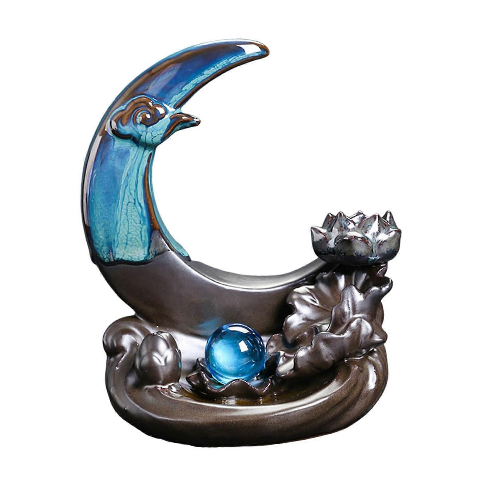Moon Backflow Incense Burner Incense Cone Holder for Table Housewarming Gift