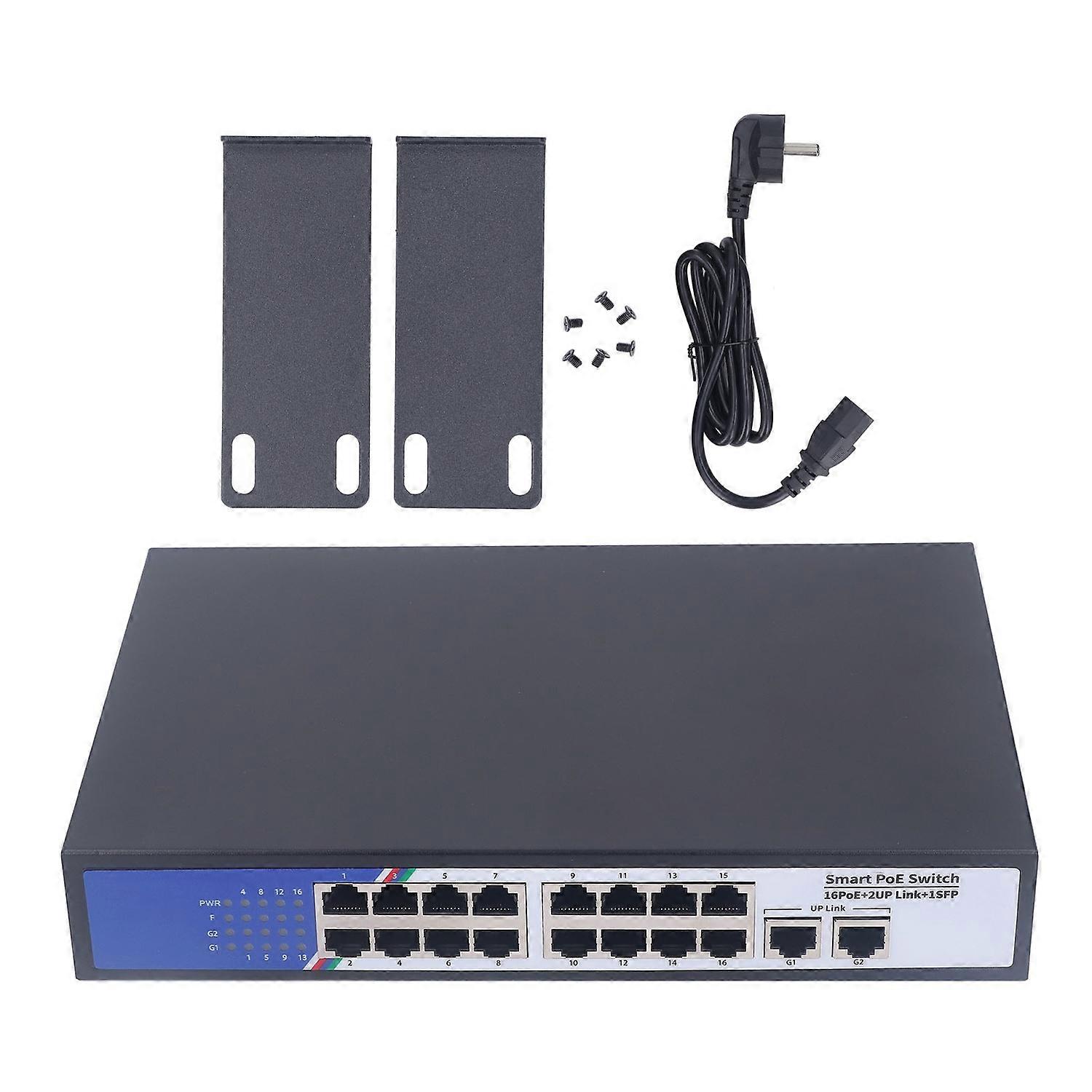 Ethernet Switch 18 Port Intelligent Home Network Hub Office Ethernet Splitter 100‑240V EU Plug