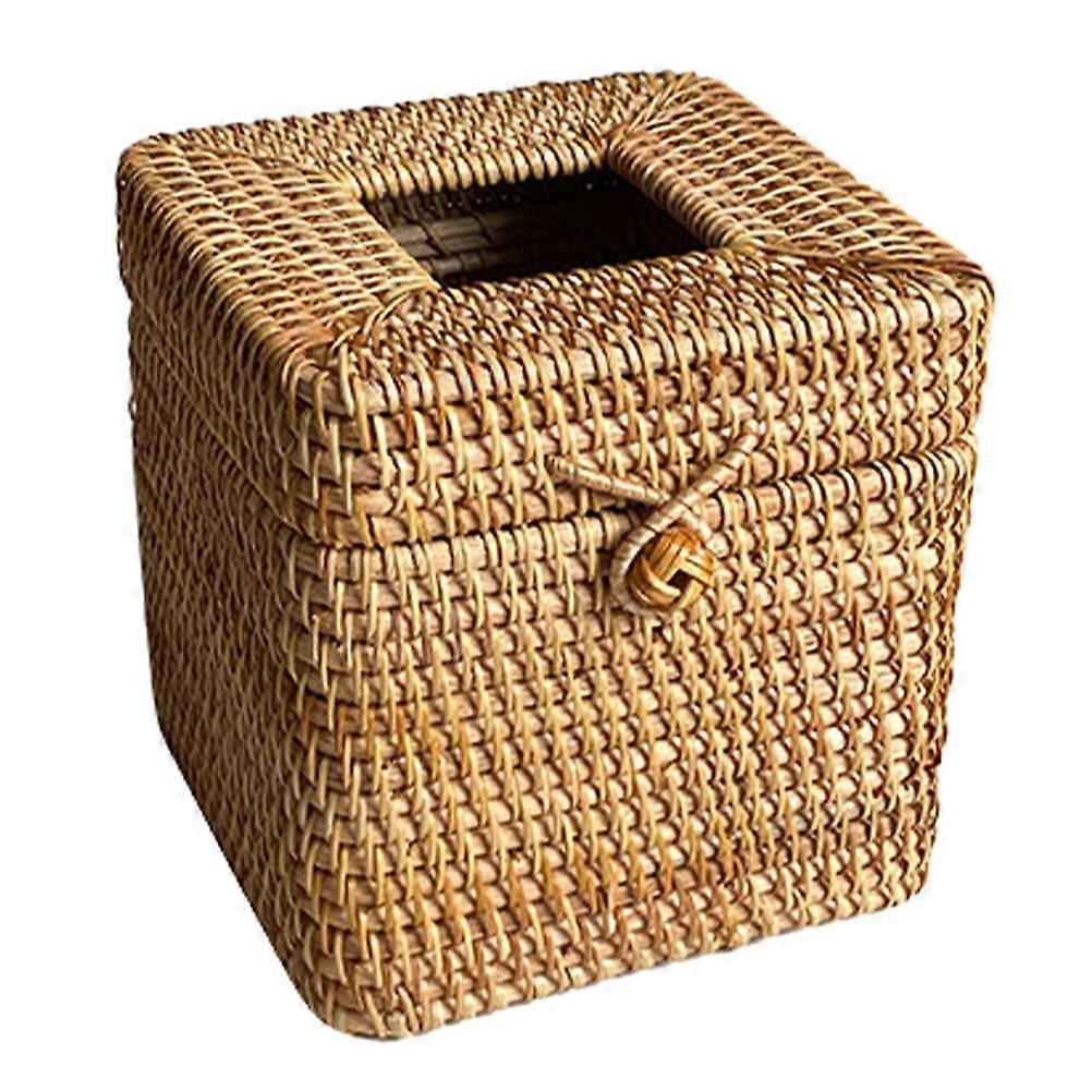 Square Rattan Tissue Box Rattan Woven Tissue Holder Unique Woven Napkin Case