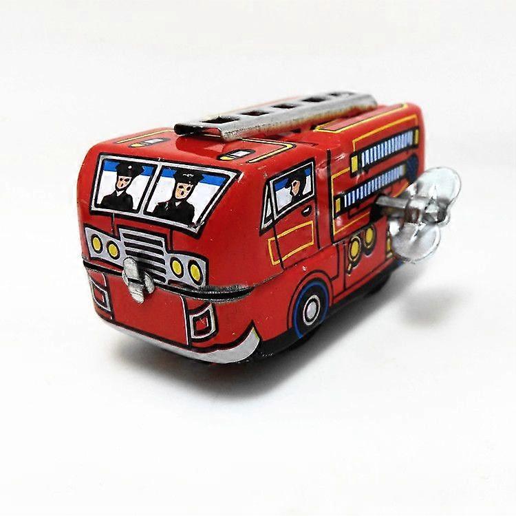 retro classic firefighter fire engine truck clockwork wind up tin toys