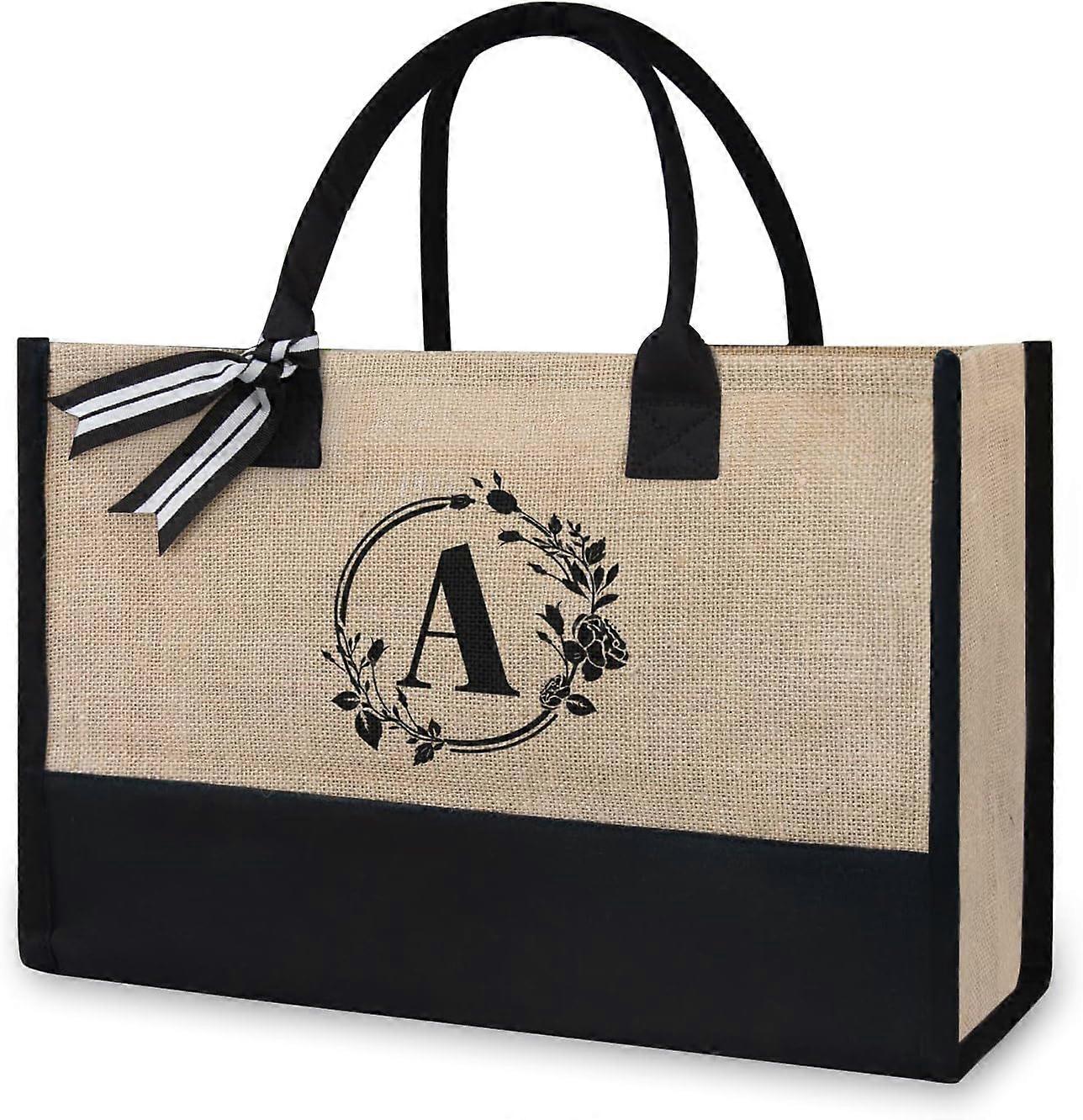 Versatile Initial Canvas Tote Bag for Beach Shopping and More