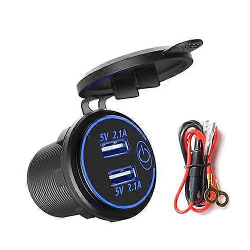 4.2A with LED Iris Dual USB Car Charger Charging-Blue Light (One Set)
