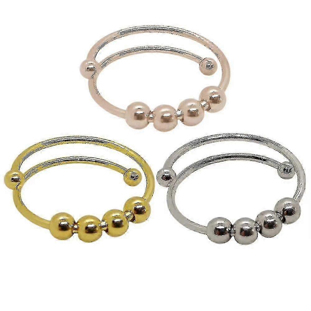12pcs Adjustable Opening Ring Anxiety Relieve Fidget Meditation Beads Ring Gift