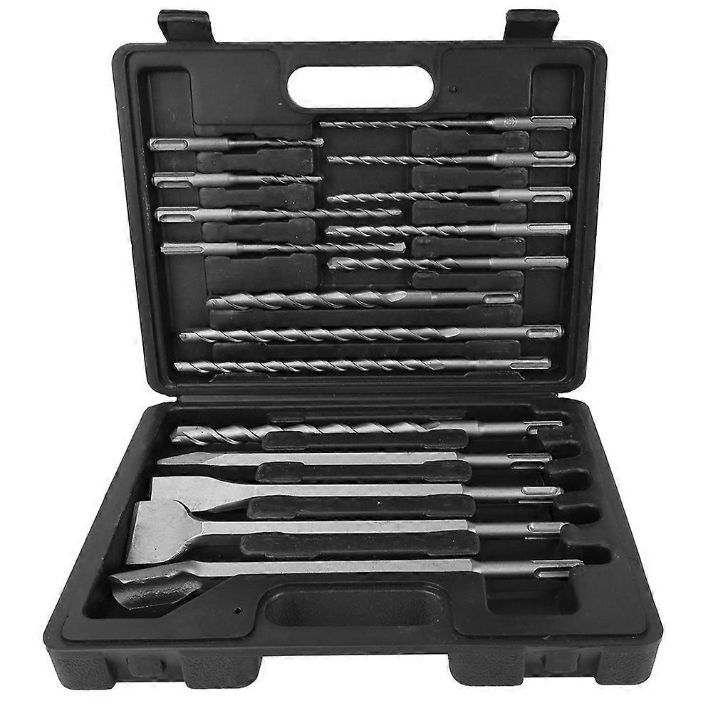 17pcs SDS Plus Hammer Bits Drill Bit & Chisel Set Concrete Drilling Grooving Tool