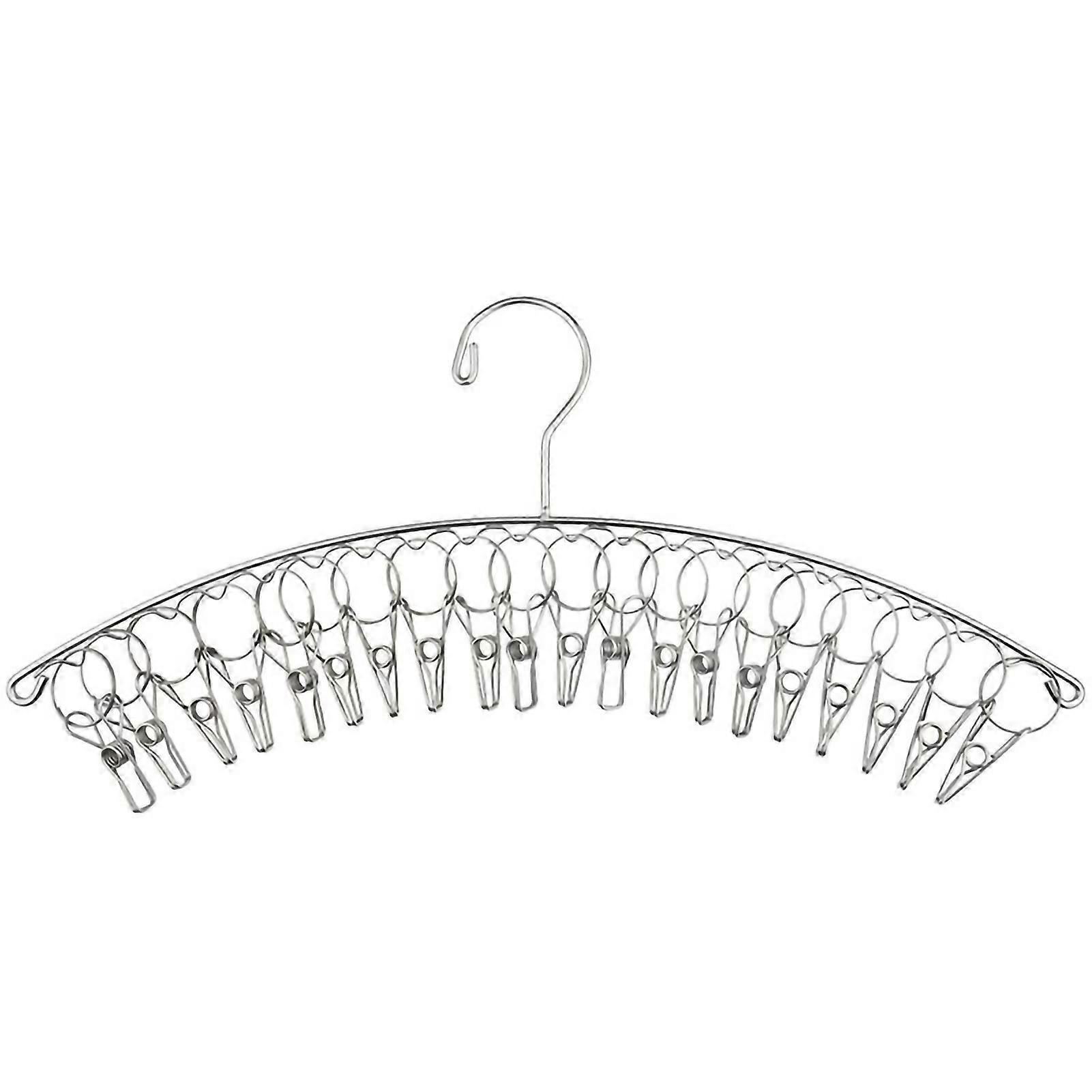 Stainless Steel Sock Drying Rack Curved Folding Laundry Drying Rack Windproof HangerAutomatic Windproof 4.0 Line 20 Clips