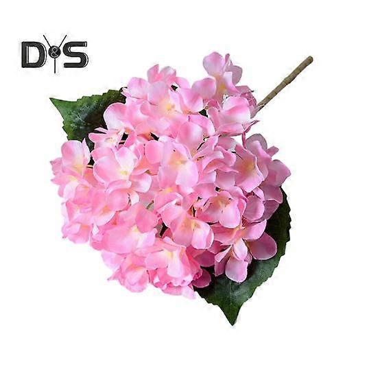 Artificial Hydrangea with Green Leaves Stem Realistic Fake Flower Wedding Home Office Table Centerpiece Faux Floral Branch Flower Arrangement