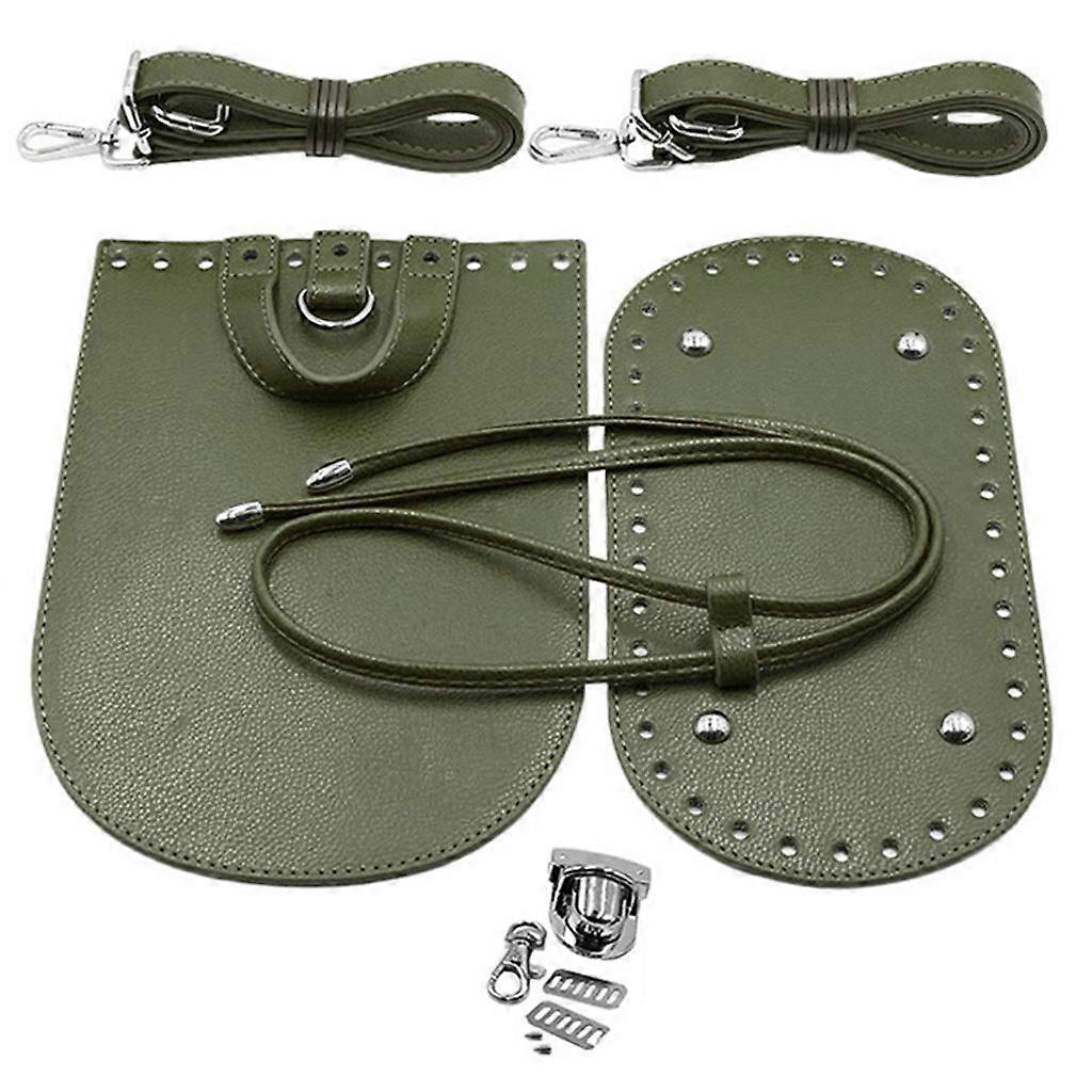 1 Set Leather Knitting Bag Bottom Mat Cushion Handbag Making Green