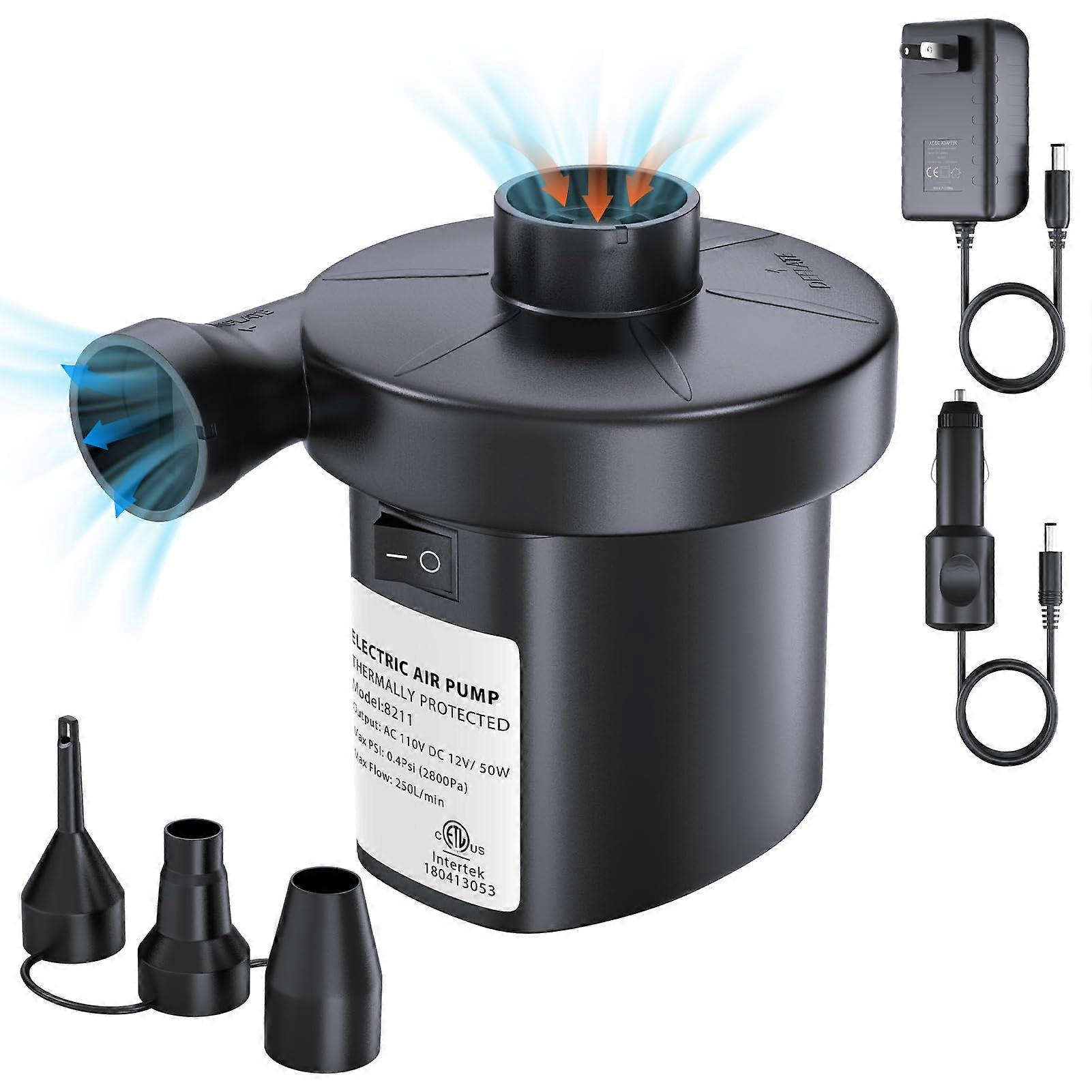 Electric Air Pump for Camping and Pool Toys Compact Design Multi Nozzle Adapter Lightweight Portable Fast Inflation