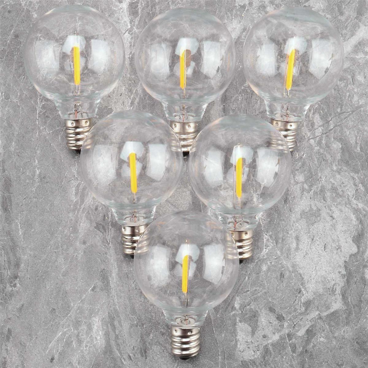 6Pcs G40 Led Replacement Light Bulbs, E12 Screw Base Shatterproof LED Globe Bulbs for Solar String Lights Warm White