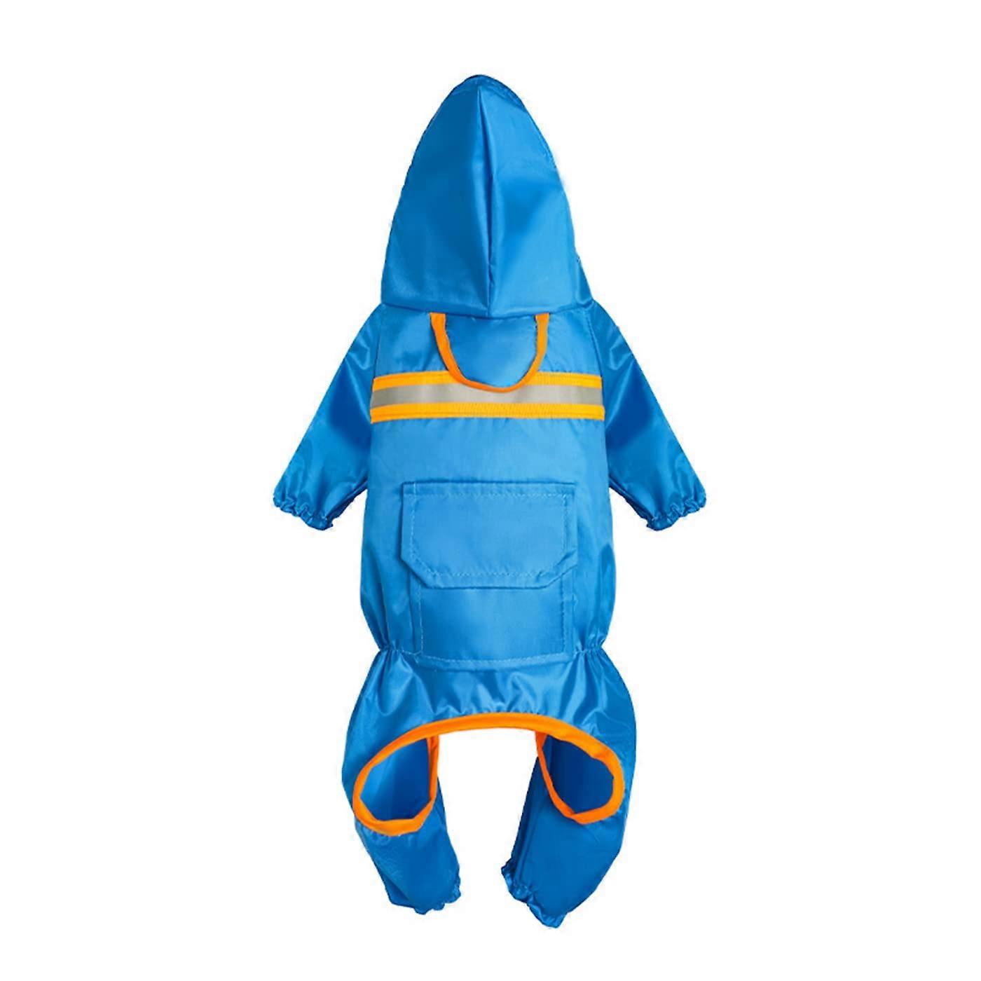 Open heading and legged dog raincoat, reflective strip light dog rain jacket-2xl-blue-2xl