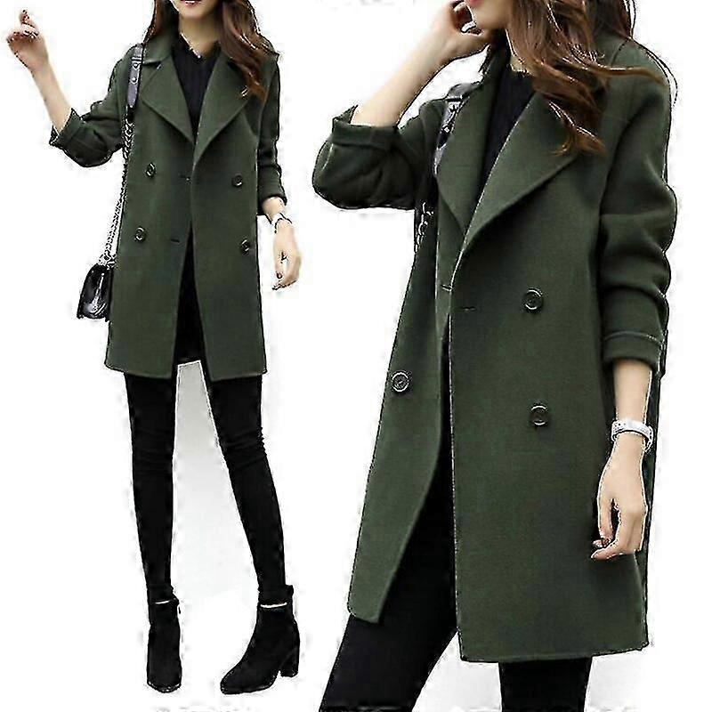 « Manteau long en laine mélangée femme revers mince grande taille cachemire automne hiver manteau long » f54